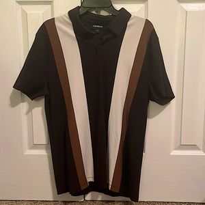 Express brown/tan striped polo shirt